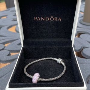 Leather Pandora Bracelet and Charm
